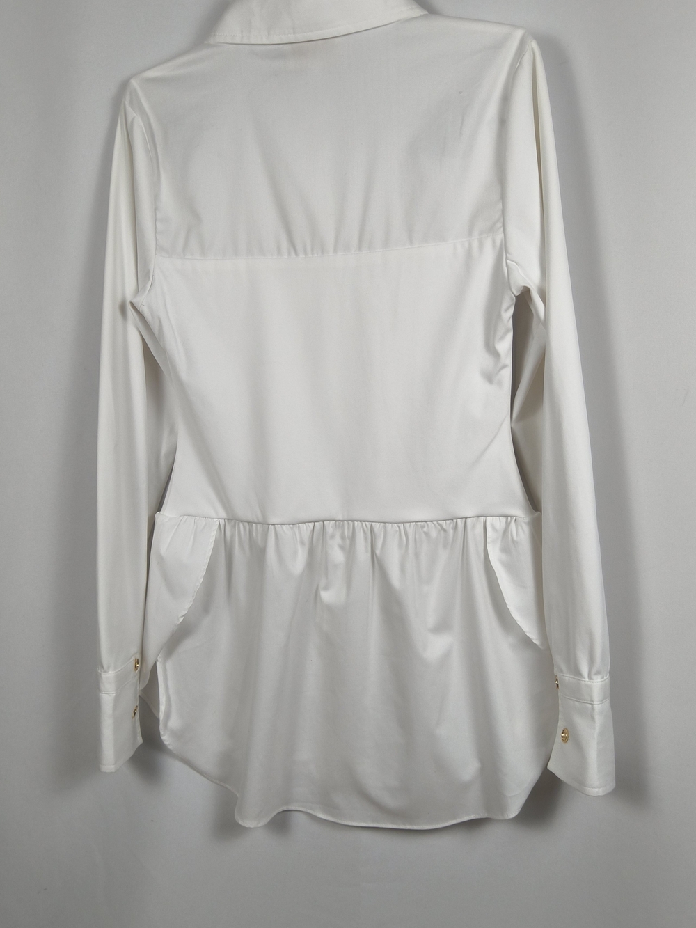 SSY  The Label Long Sleeve  Women's White Button-Front Peplum Shirt Size S - Picture 3 of 5